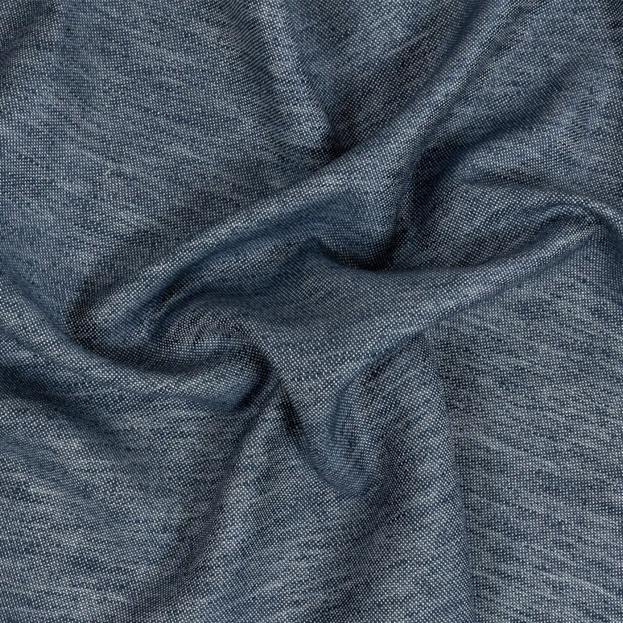 1 Yard Heathered Indigo Cotton Tencel Linen Blended Woven Fabric